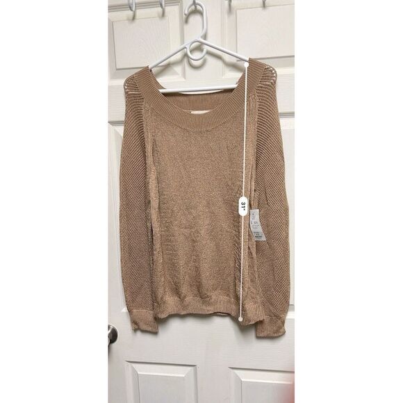 CNS) NWT $218 Women's ETCETERA X-Large Carmel Brown Long Sleeve Sweater Sheen - Picture 6 of 11